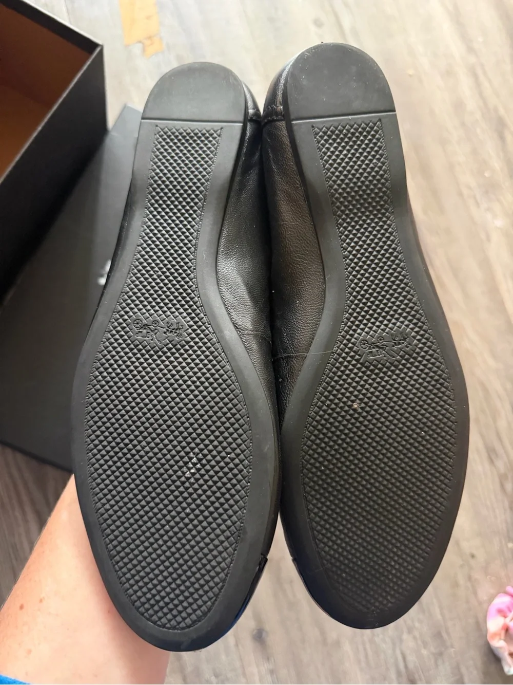 Chelsea Matte Calf Patent Coach Black Leather Ballet Flats